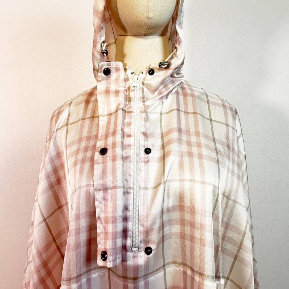 Burberry | Pink Tartan Rain Slicker Poncho folds into carry bag - Picture 5 of 16